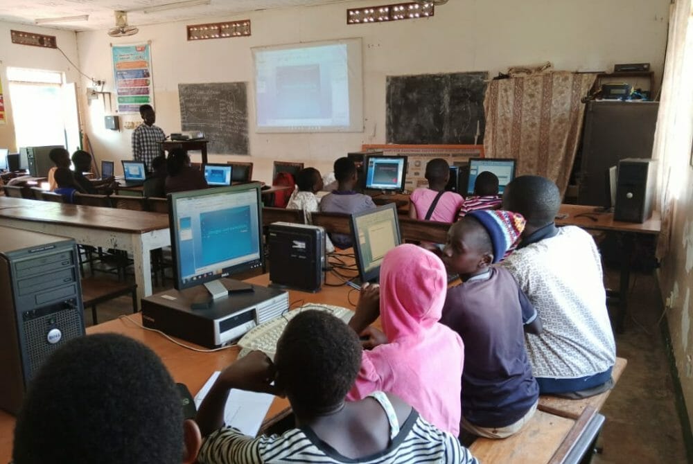Group class at computer outreach through the JAAS Foundation